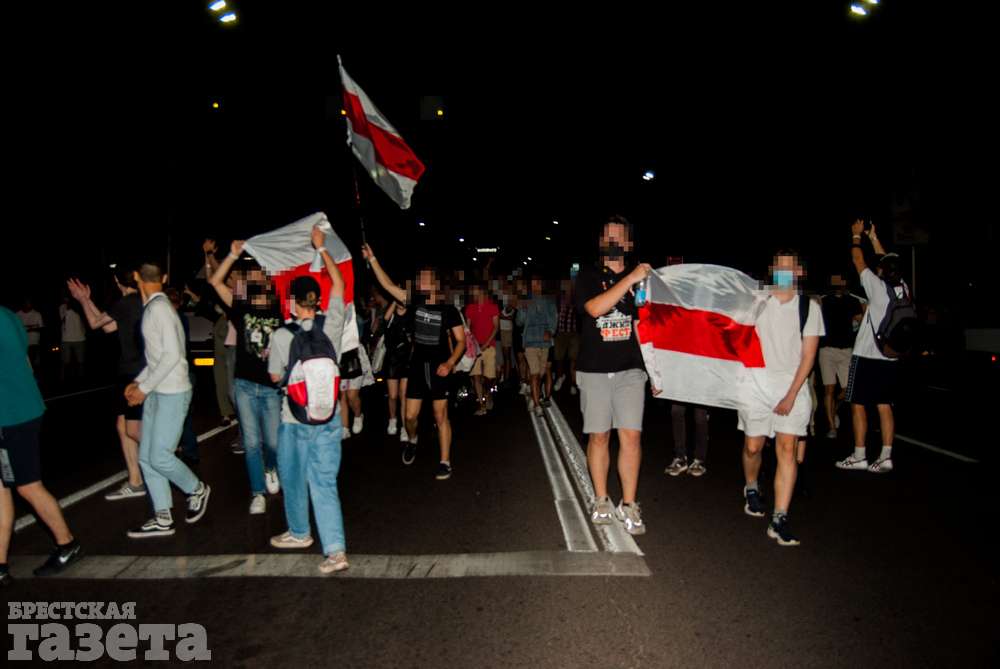 Акция протеста в Бресте в день выборов президента Беларуси 9 августа. Фото: , "Брестская газета"