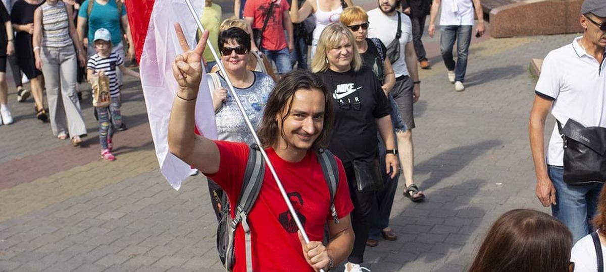 Виктор Климус на акции протеста в августе 2020 года. Фото из личного архива