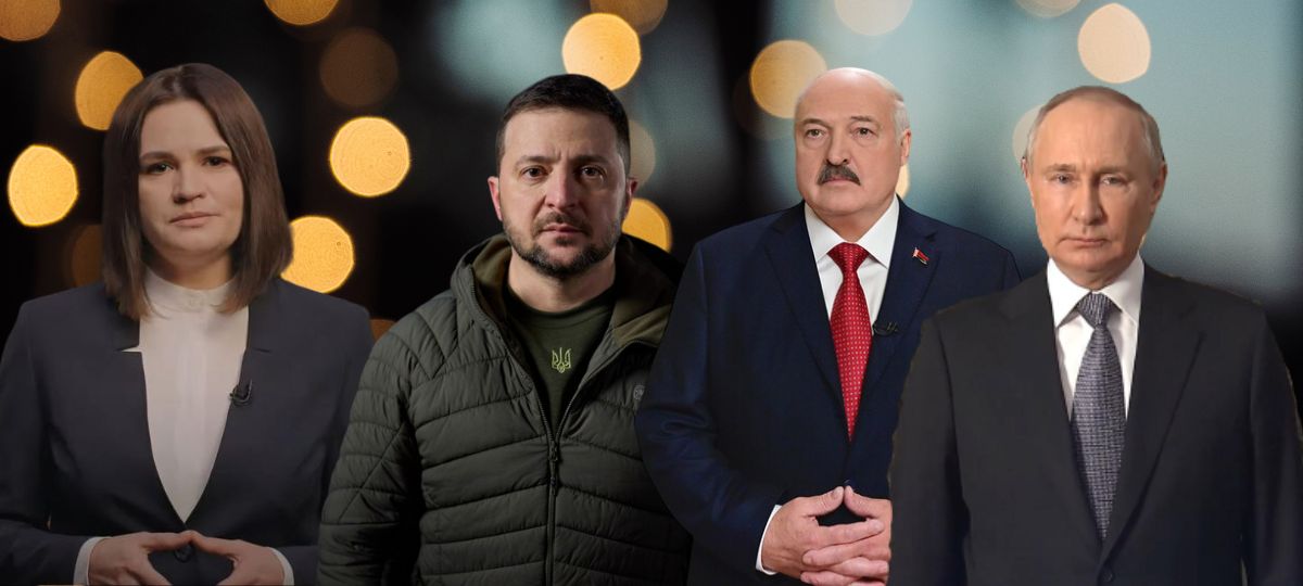 Новый год 2024 обращение. Новогоднее обращение Лукашенко. Лукашенко и Тихановская.