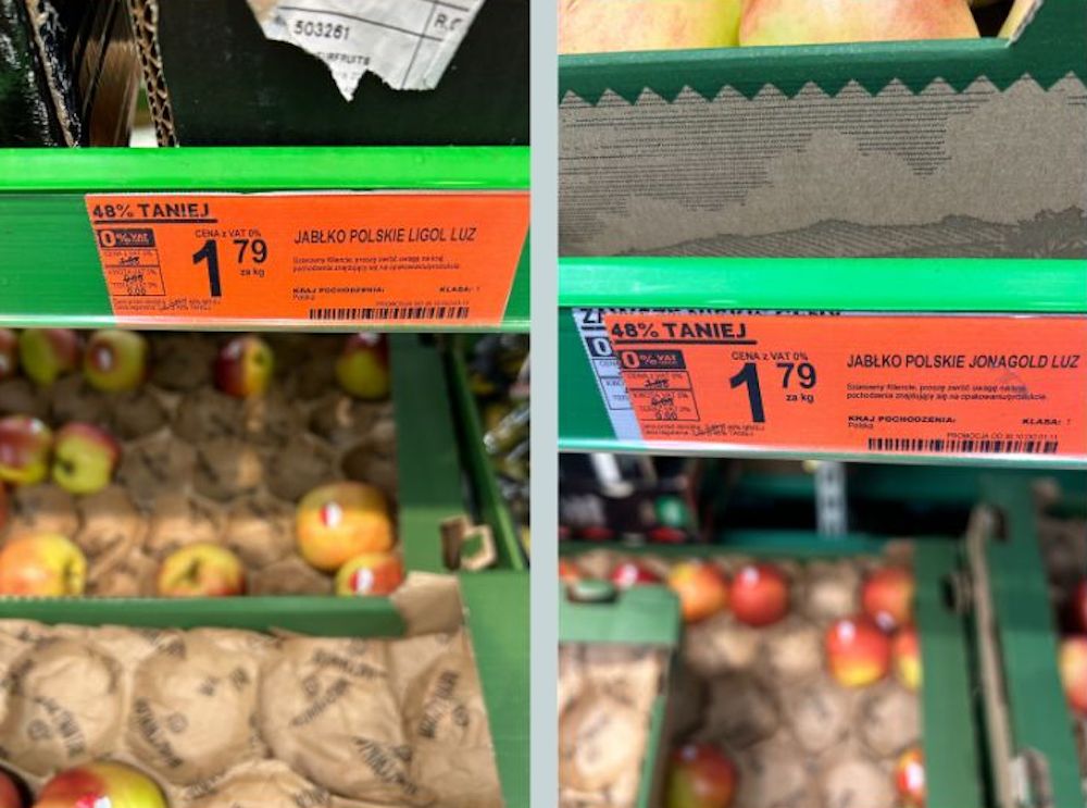 Цены на яблоки в польском магазине Biedronka. Фото: BGmedia.