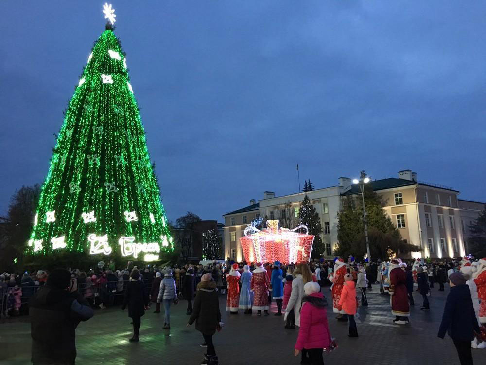 Новогодняя елка в Бресте на площади Ленина. Декабрь 2017 года. Фото: BGmedia.