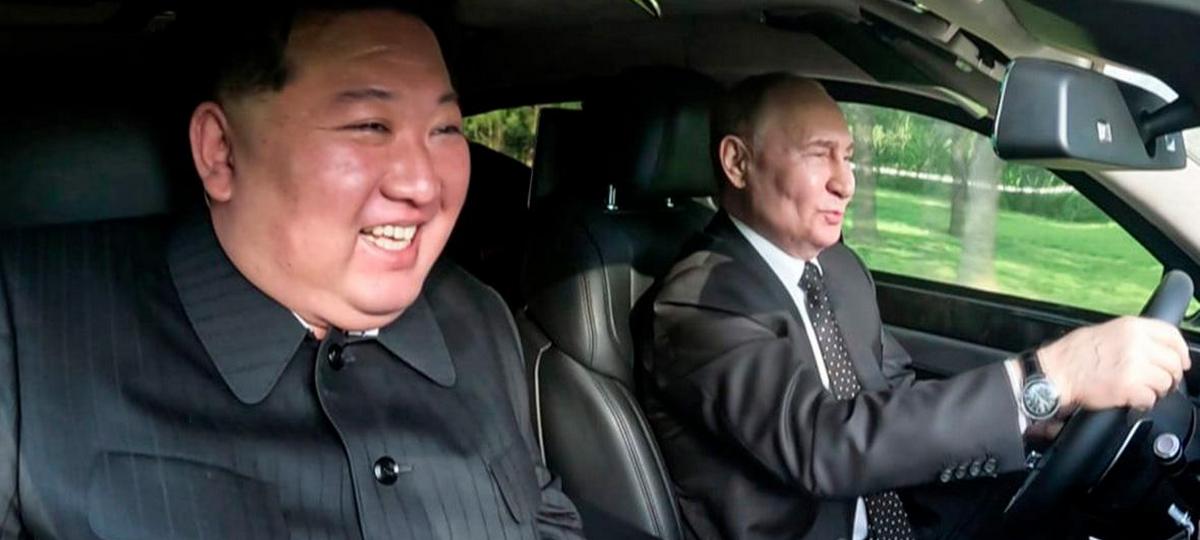 Путин и Ким Чен Ын в автомобиле