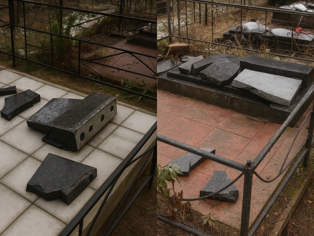 вандализм на кладбище 