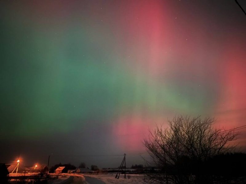 Полярное сияние в Мядельском районе 20 января 2026 года