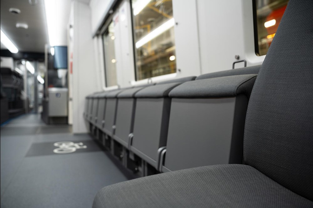 Салон электропоезда семейства Coradia Nordic. 