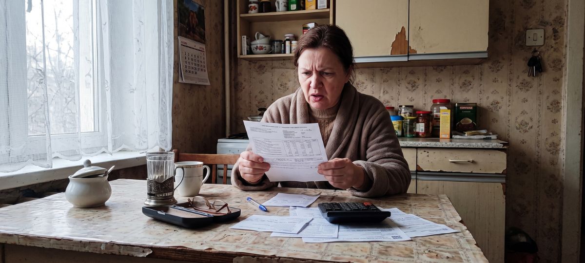 Женщина возмущенно смотрит в жировку
